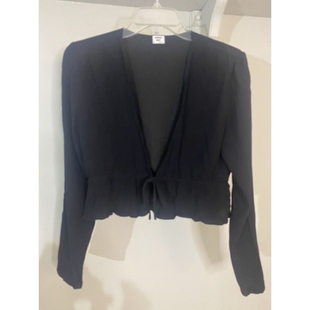 SUNDAY BEST Black Viscose Deep V Blouse M Coquette Aritzia